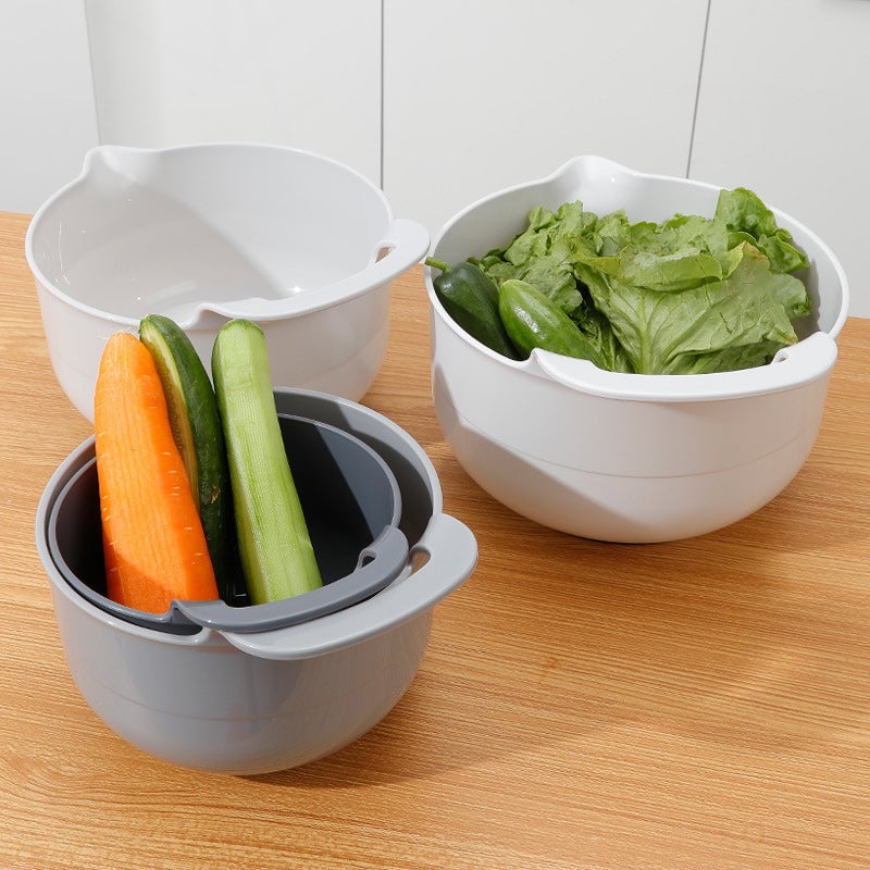 Nesting Mixing Bowl Set Plastic Stackable Graduated with Pour Spouts 6