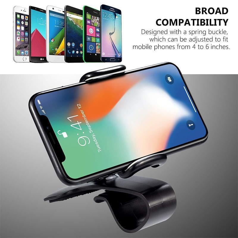 Car Phone Holder 360-Degree Rotation | Dashboard & Air Vent Mount, Anti-Slip Grip for 10-17 cm Phones | Spring Buckle 6