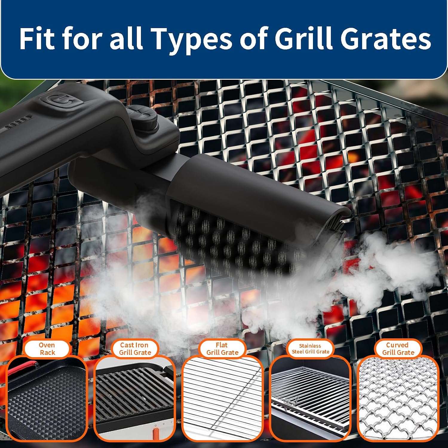 Electric Barbecue Grill Brush | Powered Head, Three Speeds