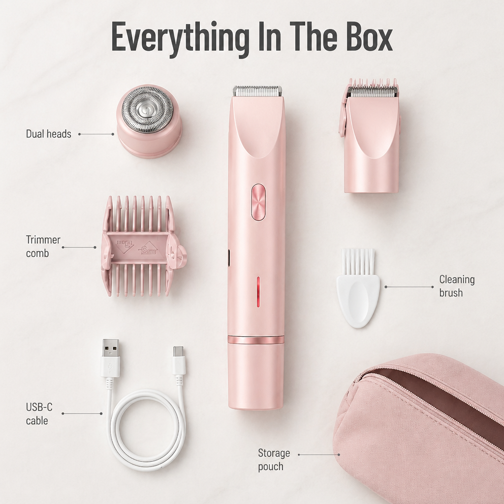 Women's Shaver for Face and Body | 2 Interchangeable Heads, IPX7 Waterproof | USB-C Cordless, Irritation-Free Finish 8