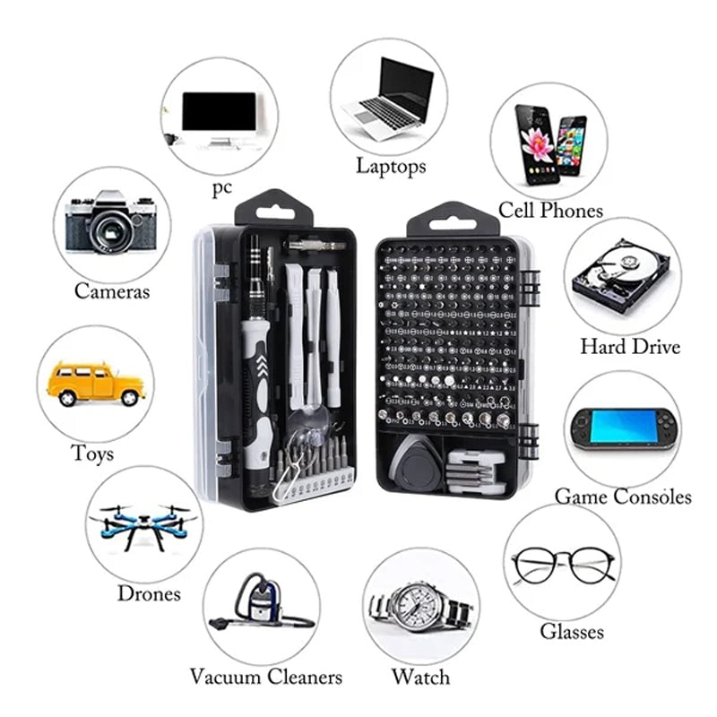 115-in-1 Magnetic Screwdriver Set | 98 Bits & 17 Precision Tools | Chrome Vanadium Steel Case with Extension Rod 4
