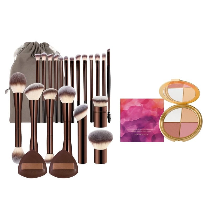 20 Piece Makeup Brush Set | Double-Ended Brushes with Foldable Travel Bag | Soft Bristles for Every Skin Type and Tone 14