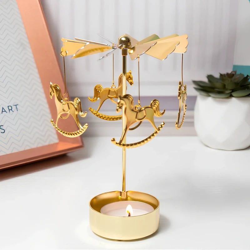 Candle Carousel Alloy Spinner 16.5 x 8 x 5 cm | Fawn, Fairy, Angel, Unicorn Styles | Heat-Powered Rotating Display 11