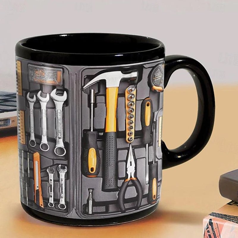 Toolbox Mug Ceramic Novelty Microwave Safe Compact with Raised 3D Pattern 16