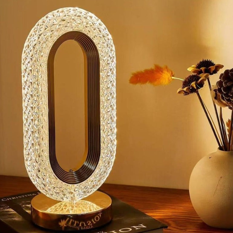 Crystal-Effect Table Lamp, Metal Base, 26 cm | Patterned Faceted Design | Rechargeable USB-C, Touch Dimmable, 3 Colour Modes 6