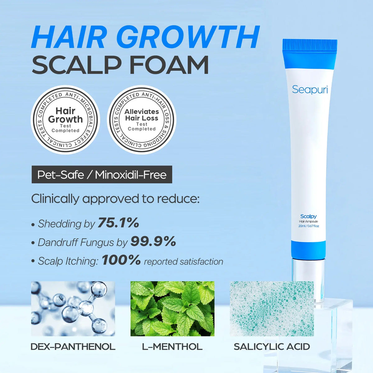 Hair Regrowth Scalp Serum | Salicylic Acid, Panthenol & Menthol | Massager Reduces Shedding & Strengthens Roots 2