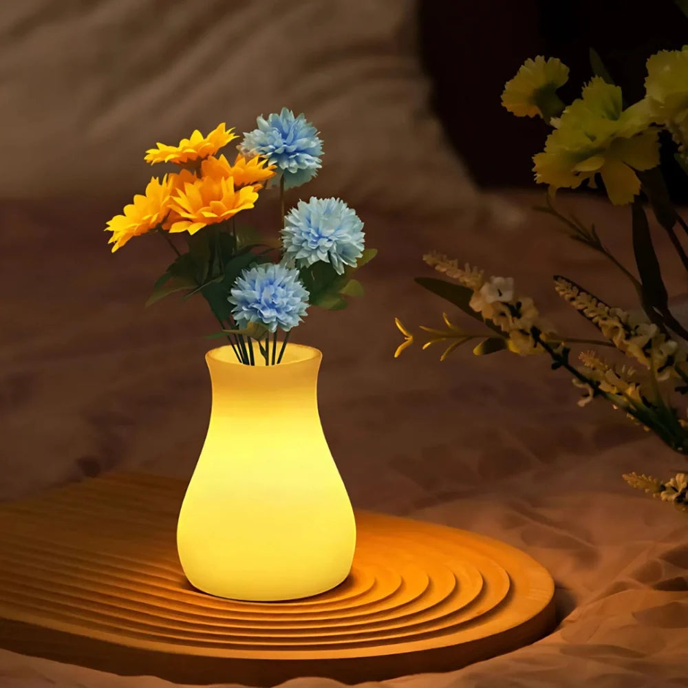 LED Flower Vase Plastic 11 x 11 x 15 cm | Rechargeable & IP65 Waterproof | 16 Colours, Remote Control, USB Charging 1