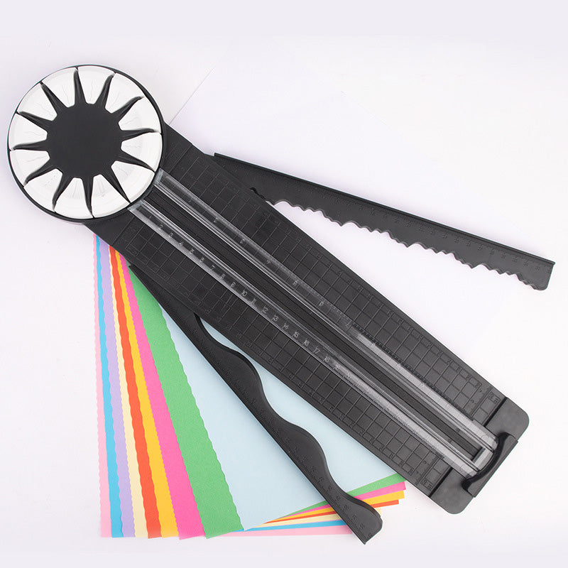 Rotary Paper Cutter 12-in-1 Cutting Heads, ABS Body | Pink or Black | Straight, Wavy, Perforated and Zigzag Edges 11