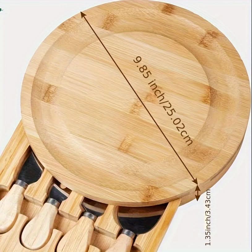 Bamboo Cheese Board Set with Drawer | Built-In Cutlery and Serving Tools | Portable Design for Parties and Picnics 5