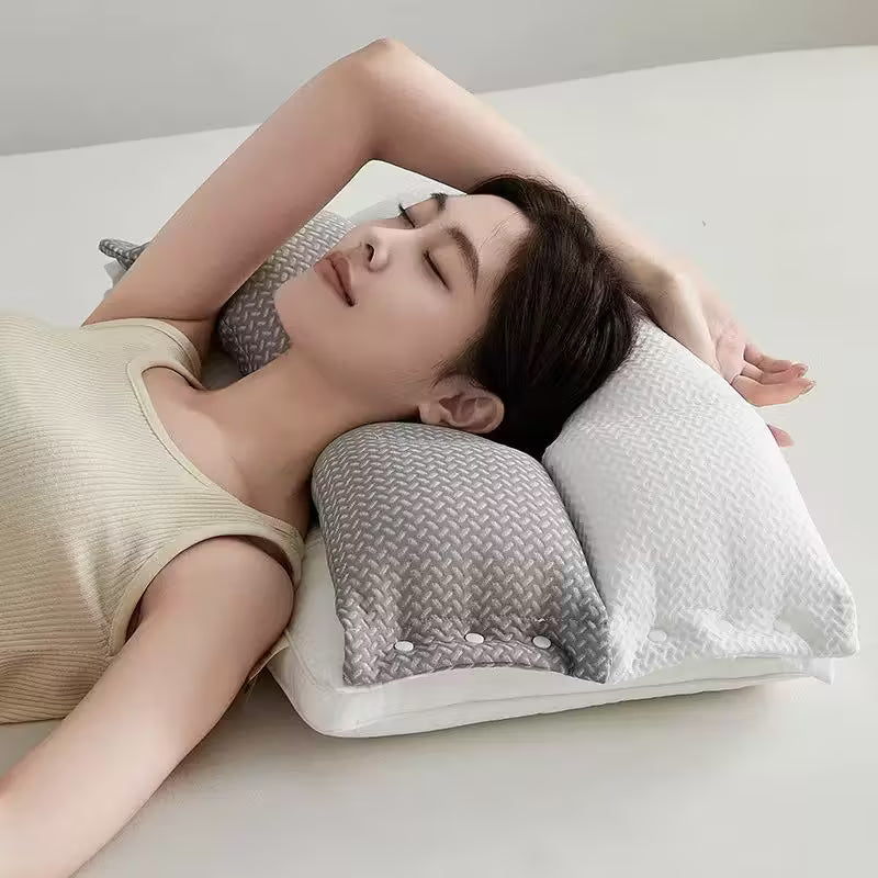 3-in-1 Neck Pillow 40 x 60 cm | Polyester Fibre, Ergonomic Shape | Supports Neck for Back and Side Sleepers, Ready to Use 1