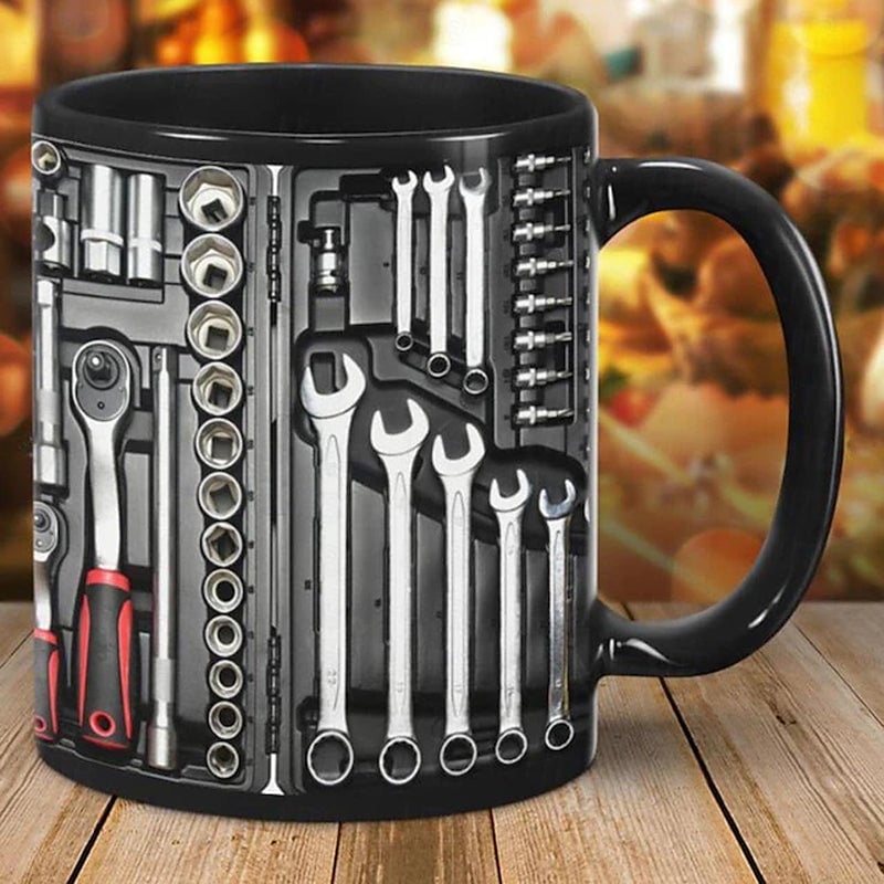 Toolbox Mug Ceramic Novelty Microwave Safe Compact with Raised 3D Pattern 6