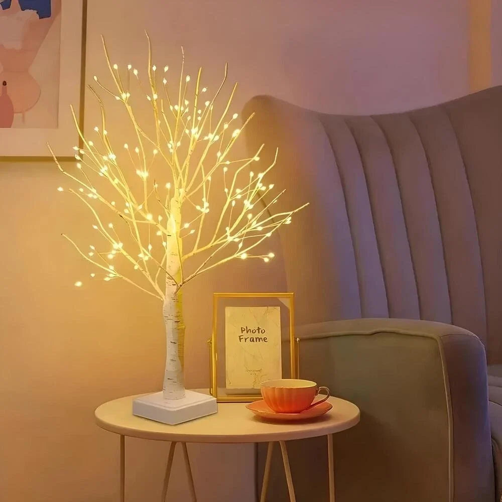 Birch Branch Light 55 cm | PVC & Copper Wire, Warm White 144 LED | Cordless, Bendable, Battery-Powered, Table Decor 10