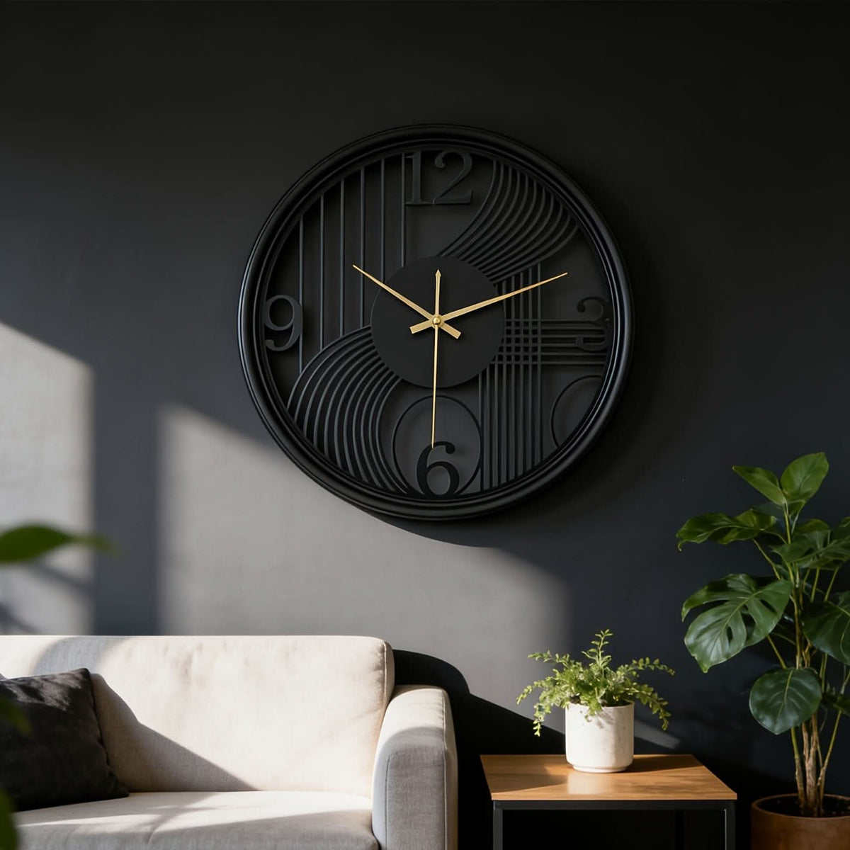 Silent Wall Clock Large Iron 3D Round Analogue with Non-Ticking Movement 4