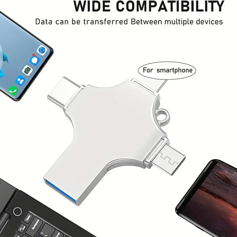 USB Flash Drive 4-in-1 Type-C High-Speed with Fingerprint Password Lock