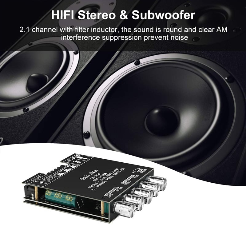 2.1 Channel Power Amplifier Module | Bluetooth & AUX Input with Bass Treble Control | 50 W x2 + 100 W Subwoofer Output 8
