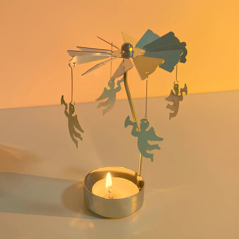 Candle Carousel Alloy Spinner 16.5 x 8 x 5 cm | Fawn, Fairy, Angel, Unicorn Styles | Heat-Powered Rotating Display 19