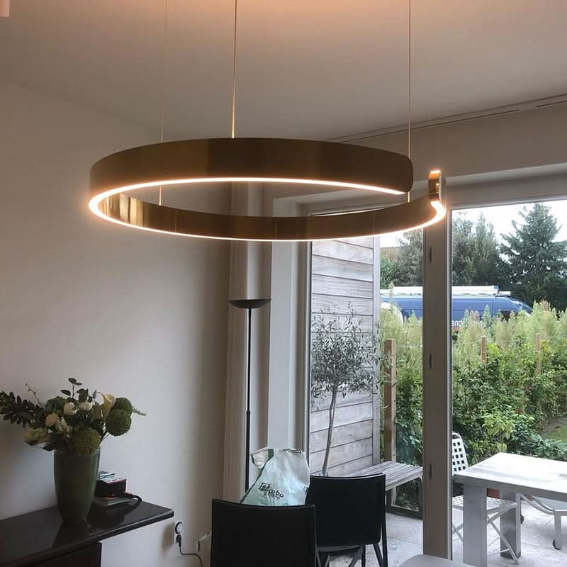 Round LED Ceiling Light Metal Acrylic | 3 Light Tones Dimmable Adjustable Height | Minimalist Living Room Lighting 16
