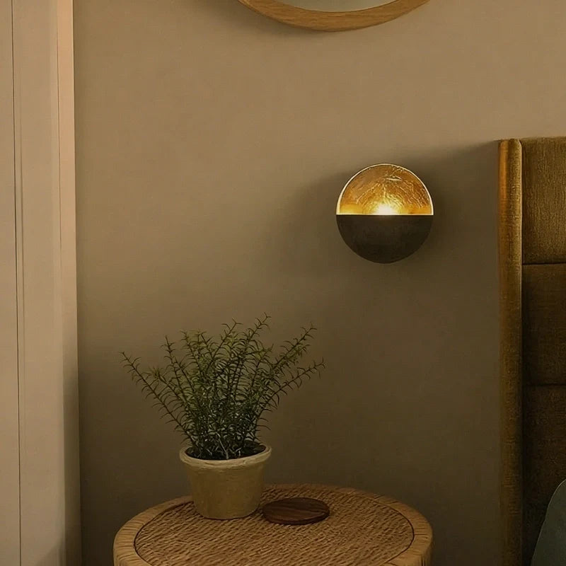 Wall Candle Holder Iron 20.5 x 8 cm | Hand-Hammered Gold Interior | Reflects Candlelight for Warm Ambient Glow 4