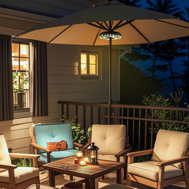 Patio Umbrella Pole Light ABS | 16 x 2.5 cm, 3 Adjustable Modes | Cordless, Universal Fit, Black or Silver Finish 2
