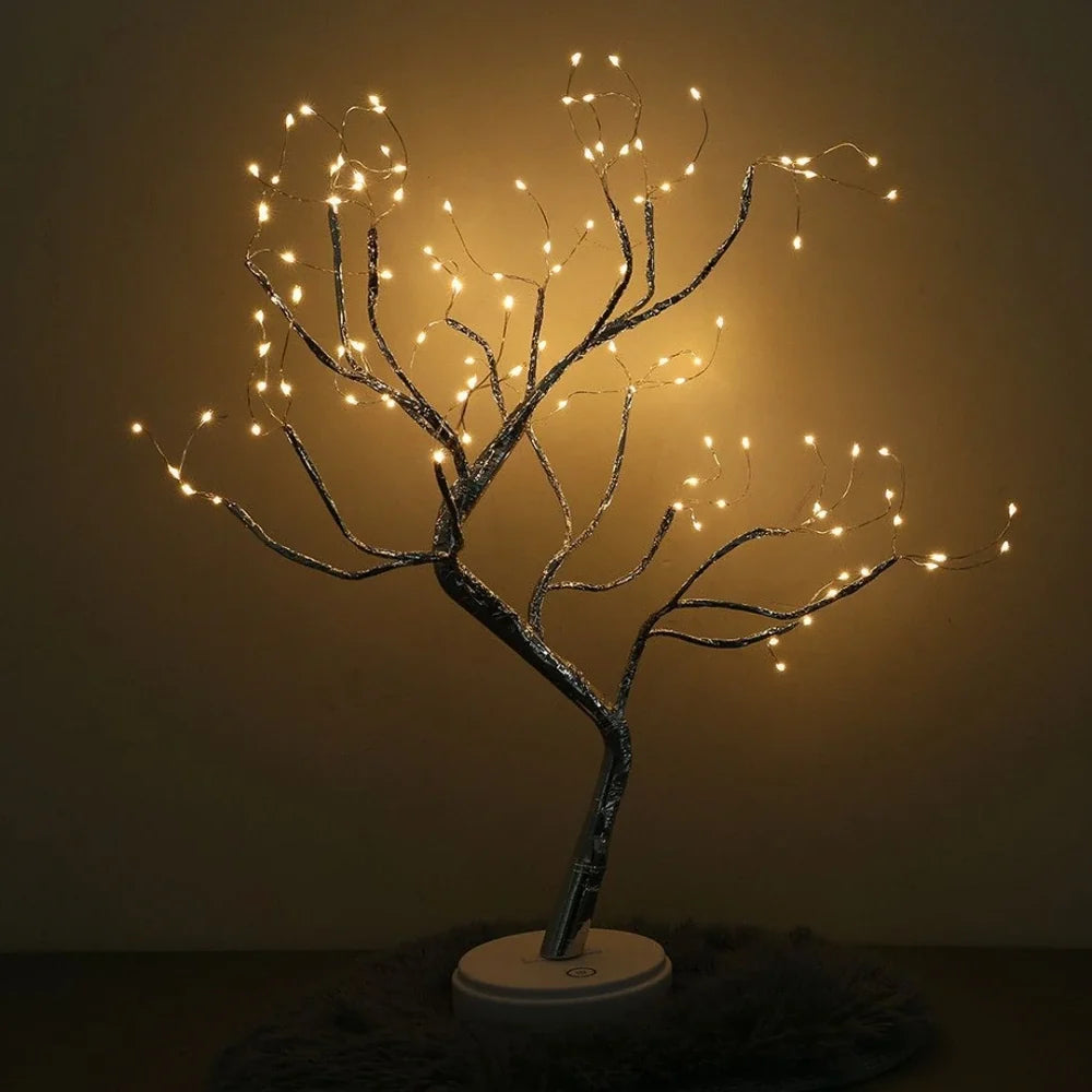 LED Branch Light Tree, Copper Wire, 50 cm | Drop or Pearl Shades, Warm White Glow | Adjustable Branches, USB or Battery Powered 7