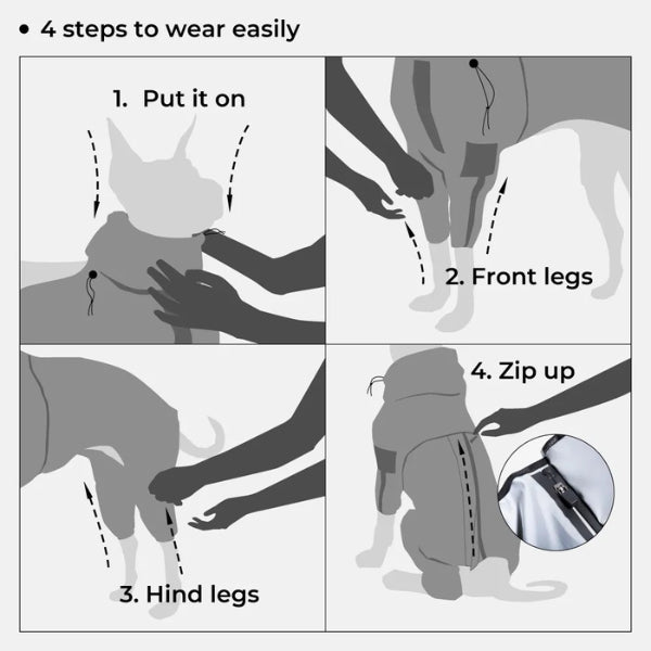 Dog Rain Coat with Legs, Waterproof Polyester | 5 Sizes Pug to Mastiff | Reflective All-Weather Protection & UV Safety 8