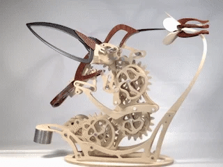 Wooden Mechanical Hummingbird Sculpture | Cam-Driven Kinetic Wings & Tail Motion | Handcrafted Wood Art Display Piece 2