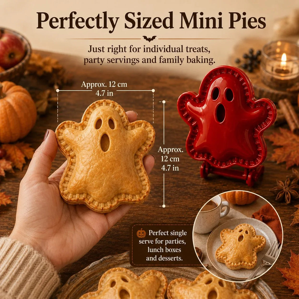 Halloween Hand Pie Mold Set | 8 Spooky Shapes, Snap & Seal Hinged Design | Plastic, Oven-Safe Prep for Hand Pies 3