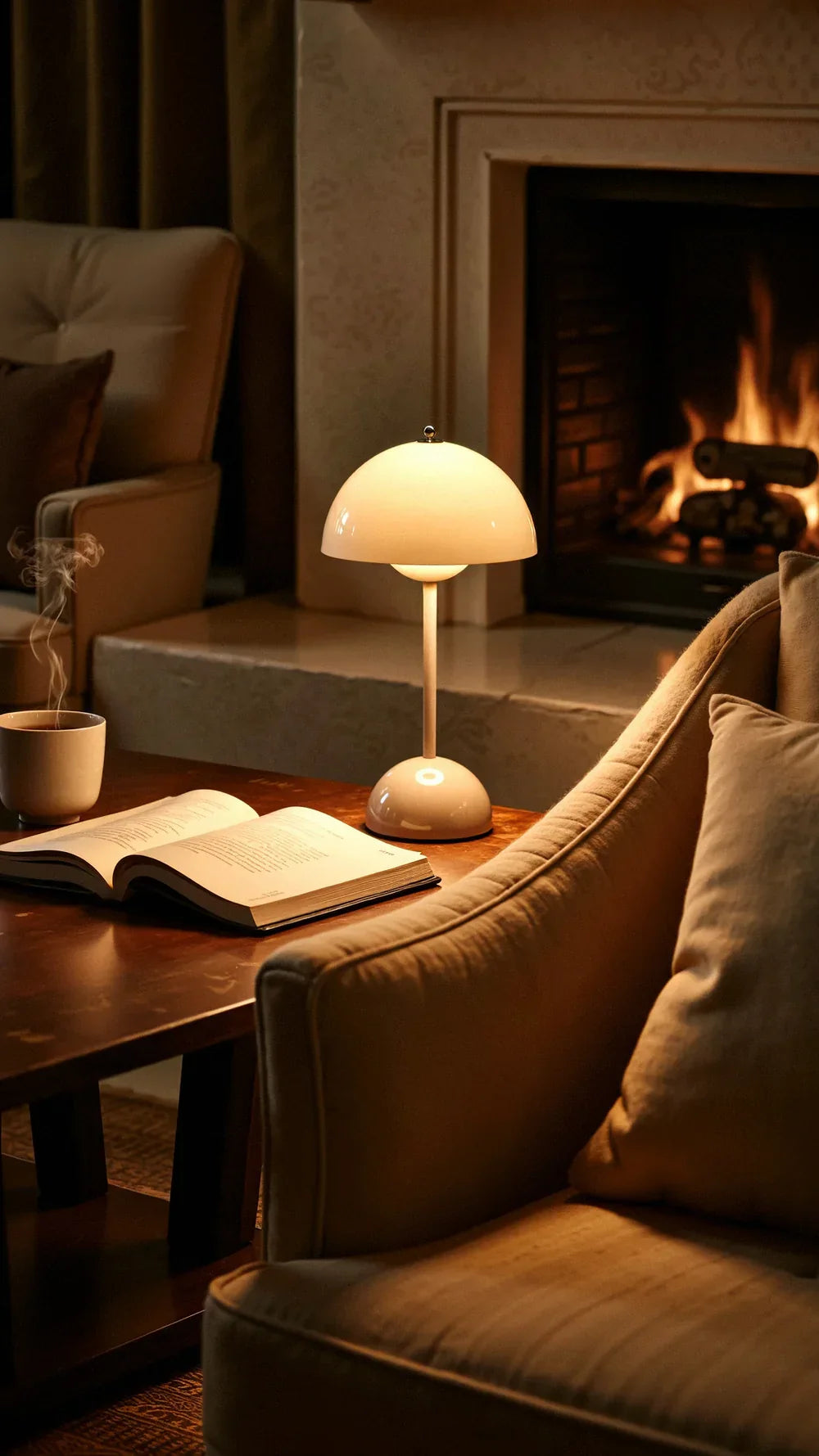 Wireless Table Lamp | Domed Shade, Inner Sphere Diffuser