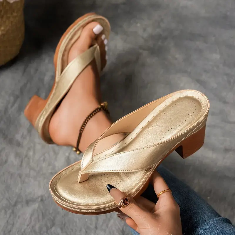Abigail | Block Heel Sandals with Ergonomic Footbed - Vegan Leather Design
