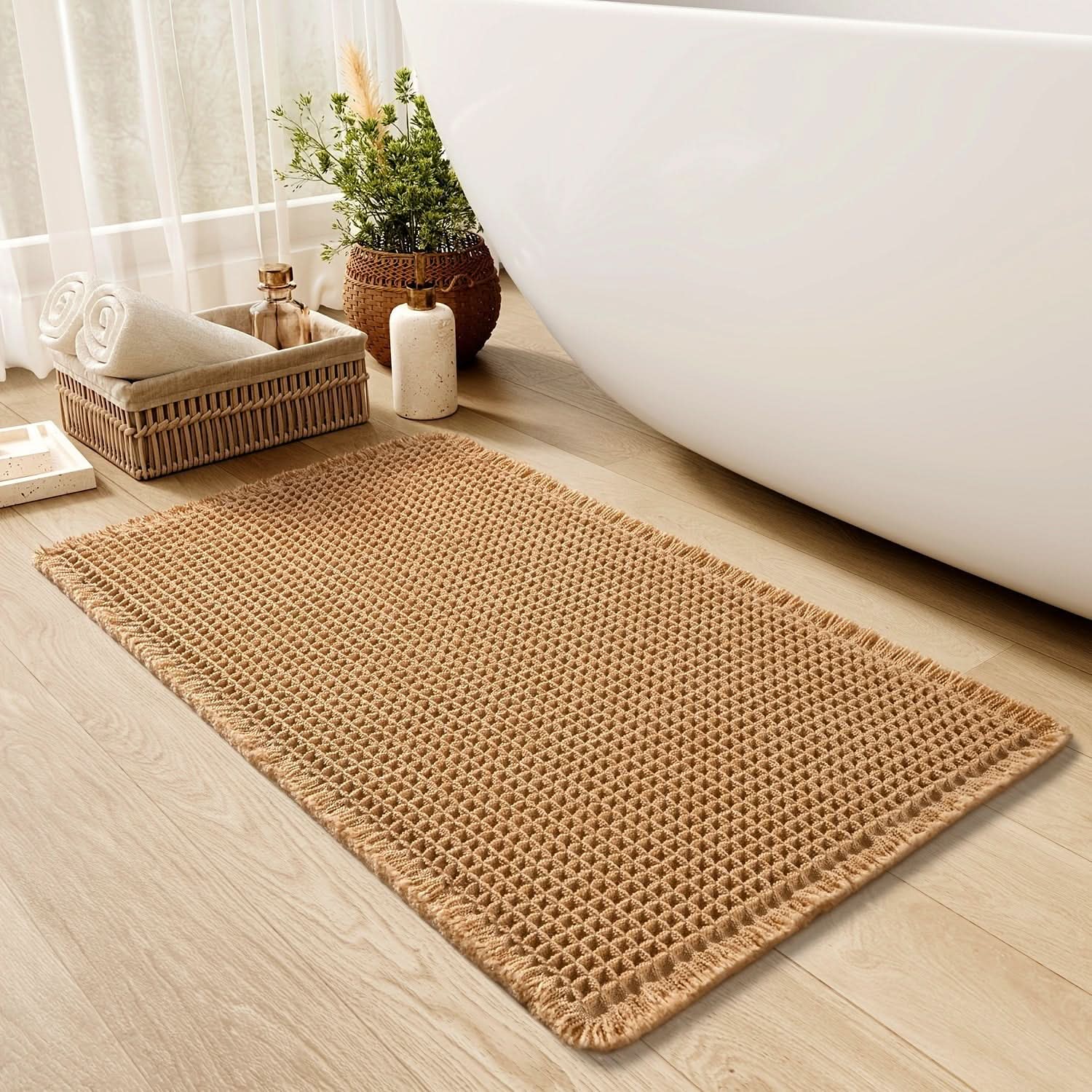 AbsorbEase | Waffle Bath Mat – Ultra-Absorbent Cotton Design