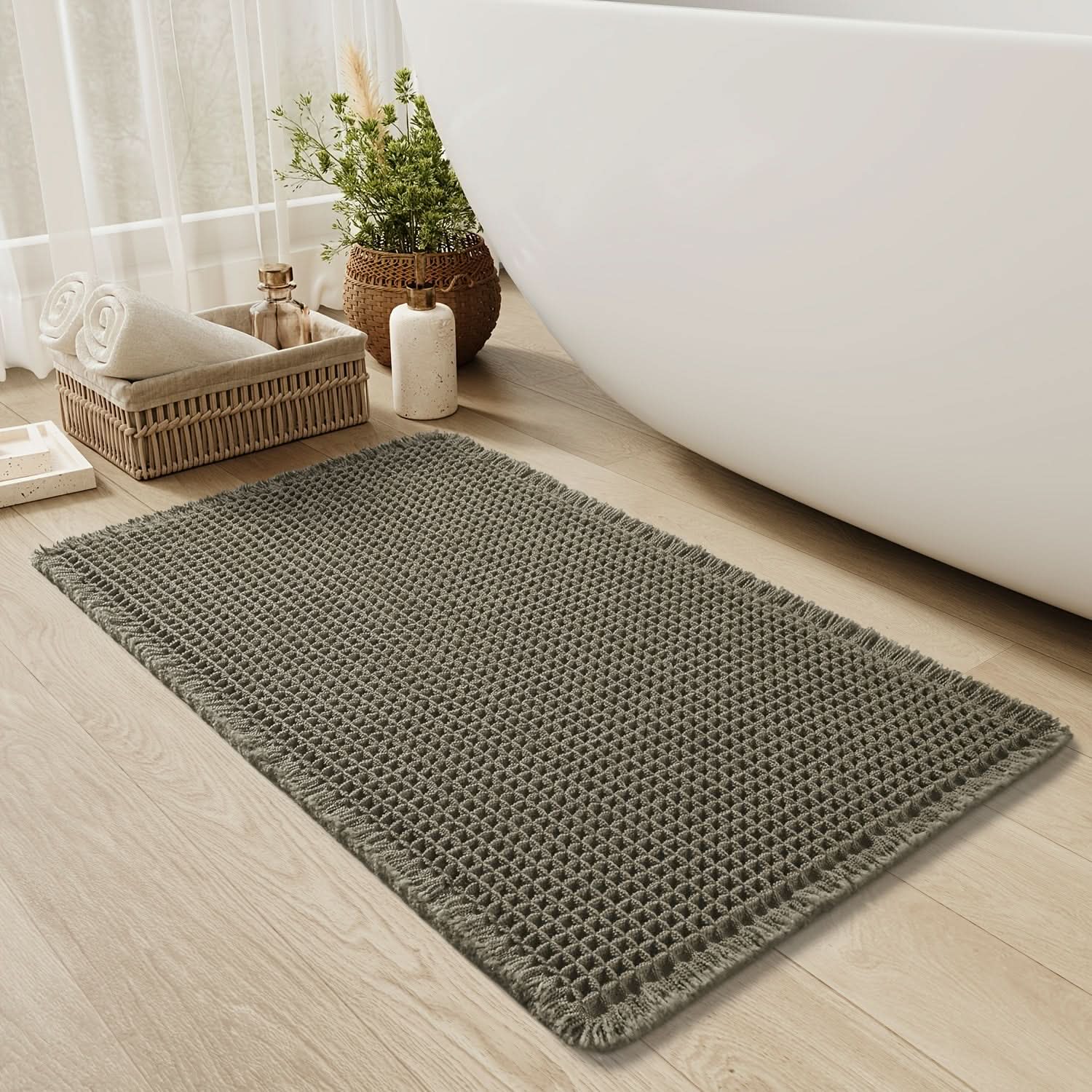 AbsorbEase | Waffle Bath Mat – Ultra-Absorbent Cotton Design