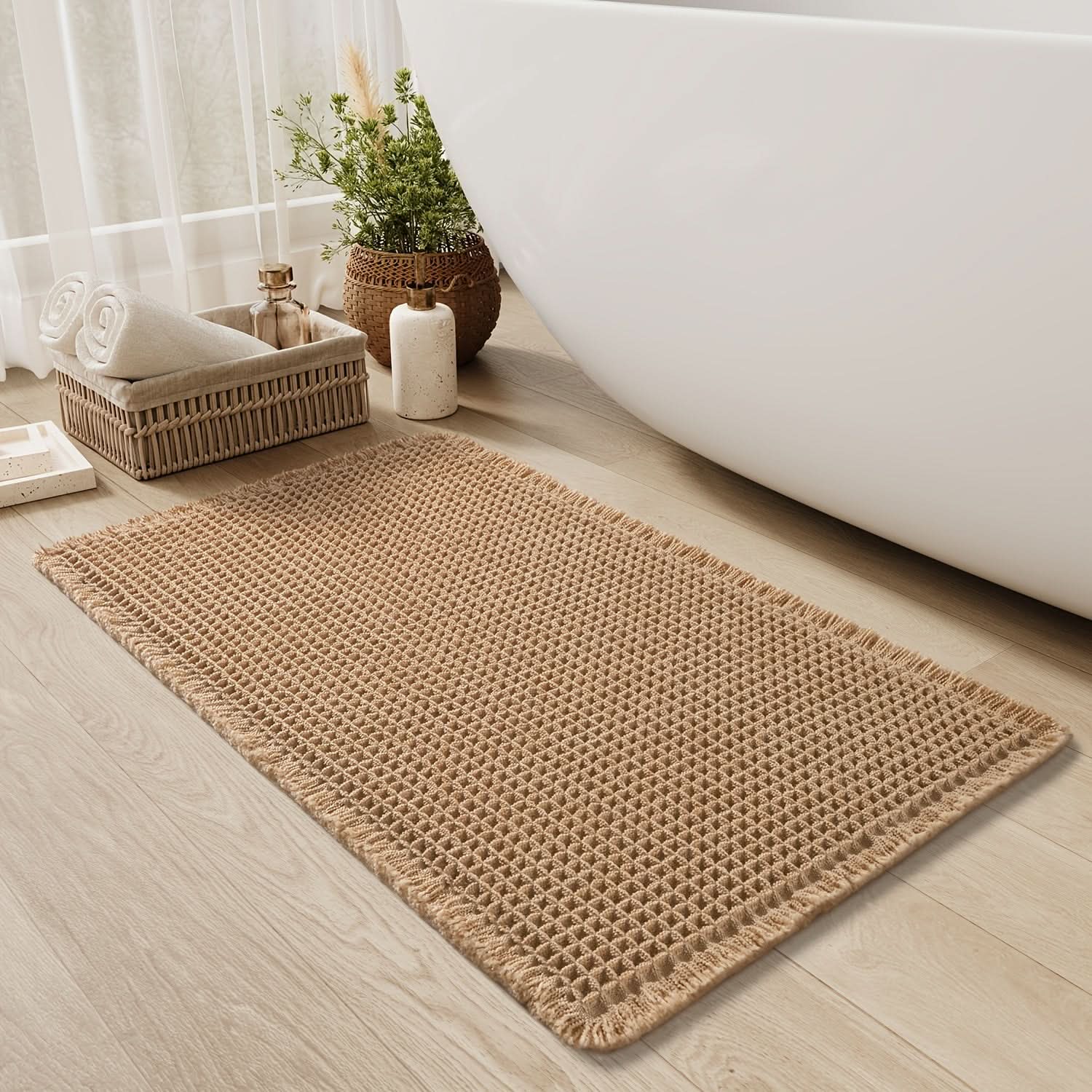 AbsorbEase | Waffle Bath Mat – Ultra-Absorbent Cotton Design