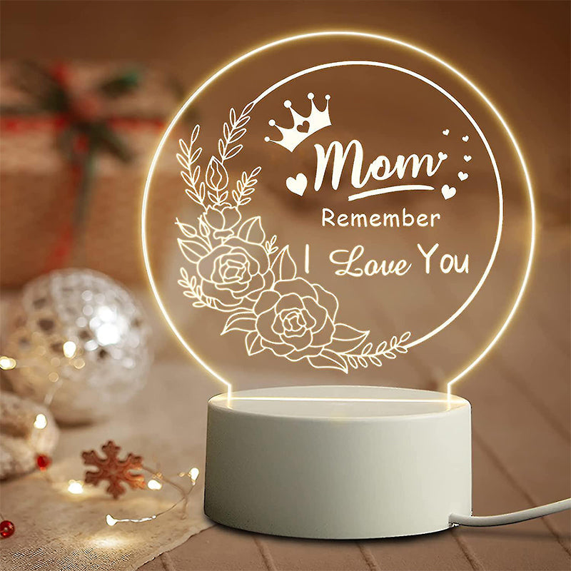 Acrylic Engraved Night Light | Remote Control, USB Charging & Soft Ambient Glow | Bedside Décor Gift for Women