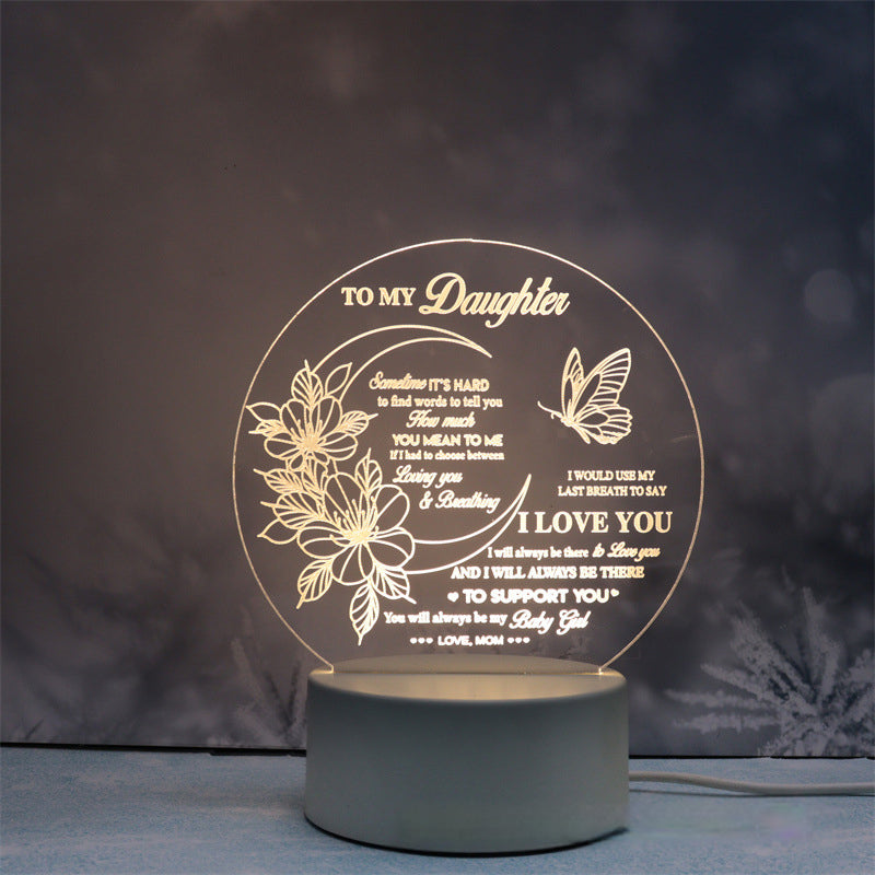 Acrylic Engraved Night Light | Remote Control, USB Charging & Soft Ambient Glow | Bedside Décor Gift for Women