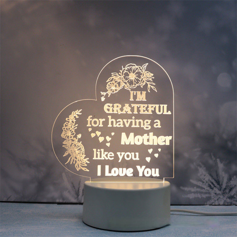 Acrylic Engraved Night Light | Remote Control, USB Charging & Soft Ambient Glow | Bedside Décor Gift for Women