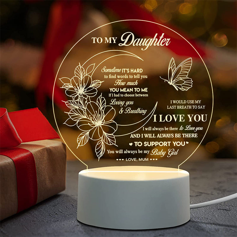 Acrylic Engraved Night Light | Remote Control, USB Charging & Soft Ambient Glow | Bedside Décor Gift for Women