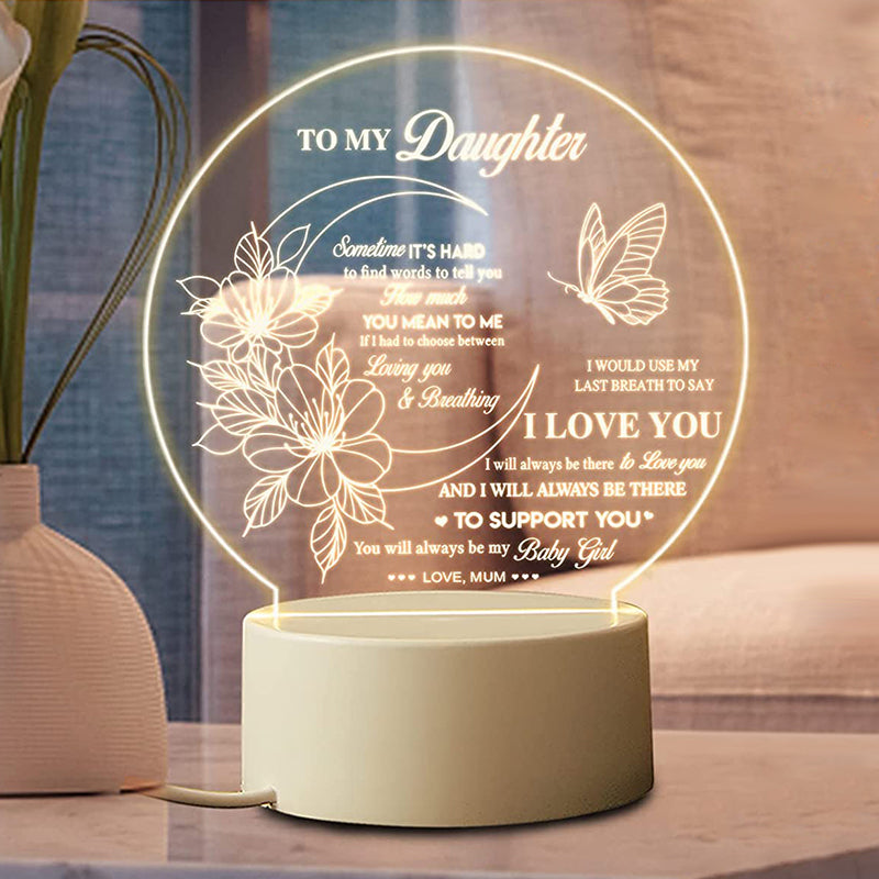 Acrylic Engraved Night Light | Remote Control, USB Charging & Soft Ambient Glow | Bedside Décor Gift for Women