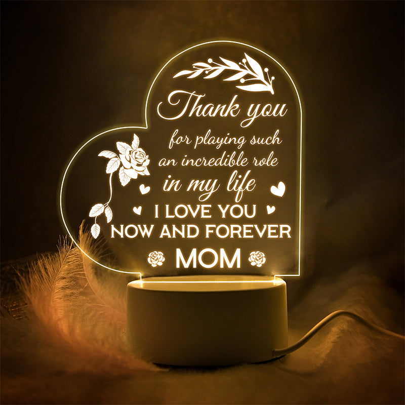 Acrylic Engraved Night Light | Remote Control, USB Charging & Soft Ambient Glow | Bedside Décor Gift for Women
