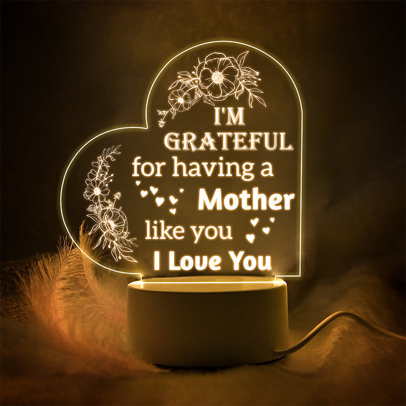 Acrylic Engraved Night Light | Remote Control, USB Charging & Soft Ambient Glow | Bedside Décor Gift for Women