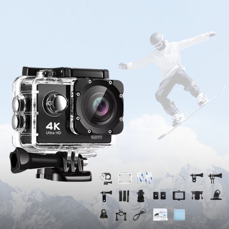 Action Camera Full HD 1080p | Waterproof to 30m with 140° Wide-Angle Lens | Complete Accessory Bundle Included