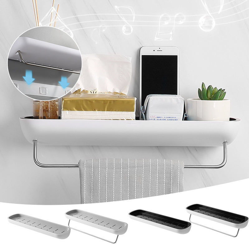 Adhesive Organiser Shelf PET Plastic | No-Drill Wall Mount with Guardrail | Waterproof Storage for Bathroom & Kitchen
