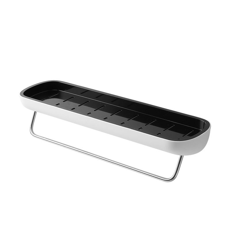 Adhesive Organiser Shelf PET Plastic | No-Drill Wall Mount with Guardrail | Waterproof Storage for Bathroom & Kitchen