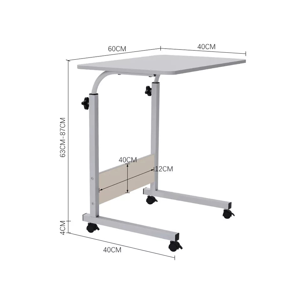 Adjustable Laptop Desk Wooden Surface Metal Frame | Height-Adjustable with Wheels | Ergonomic Use for Home Office, Bed or Sofa