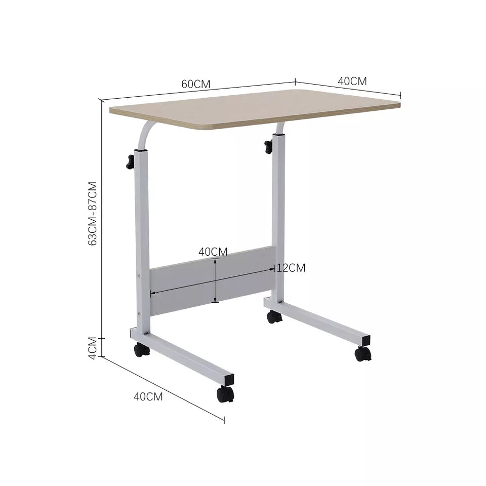 Adjustable Laptop Desk Wooden Surface Metal Frame | Height-Adjustable with Wheels | Ergonomic Use for Home Office, Bed or Sofa