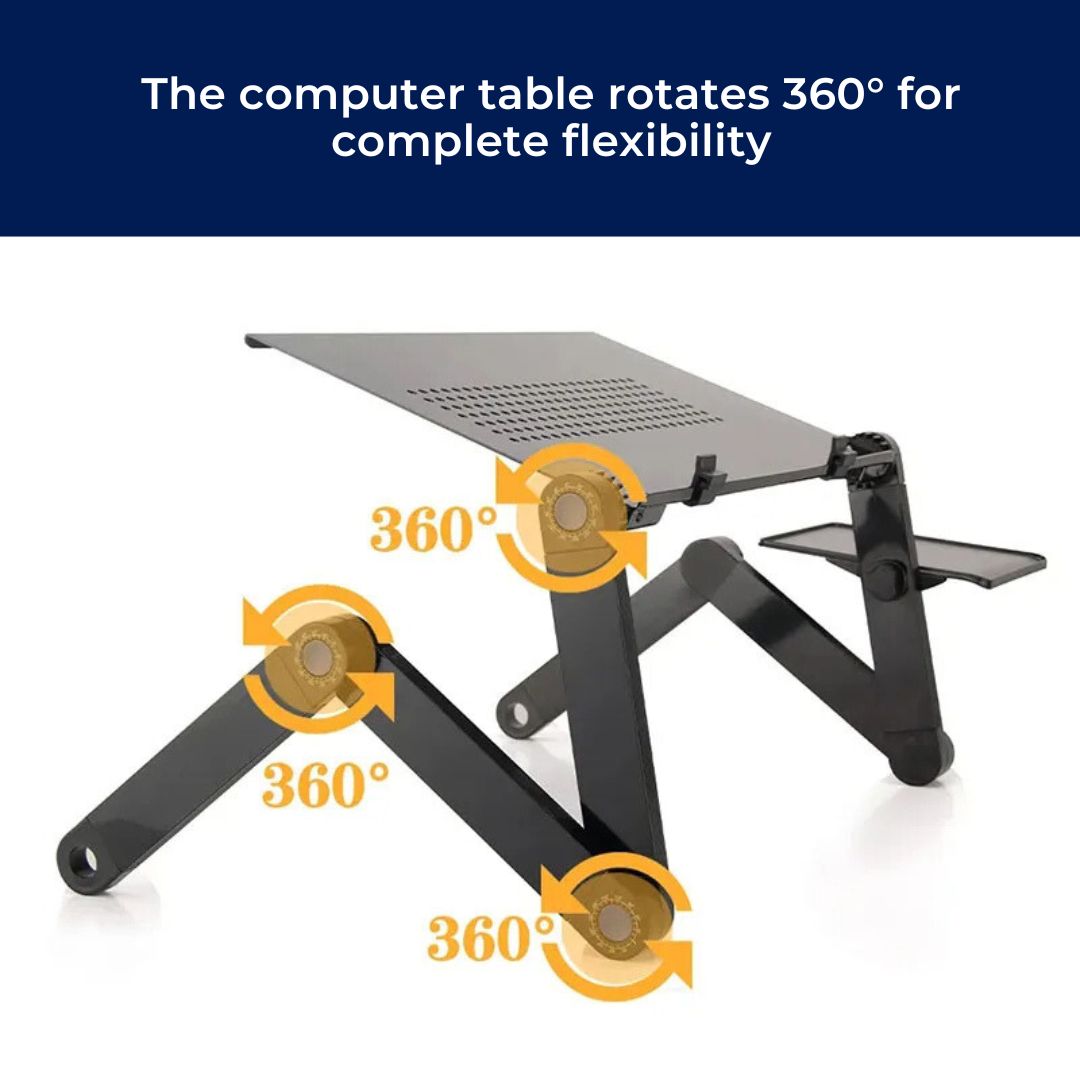 Adjustable Laptop Stand Aluminium Alloy | Cooling Vents & Foldable Design | Height & Angle Control for Desk, Bed, Sofa