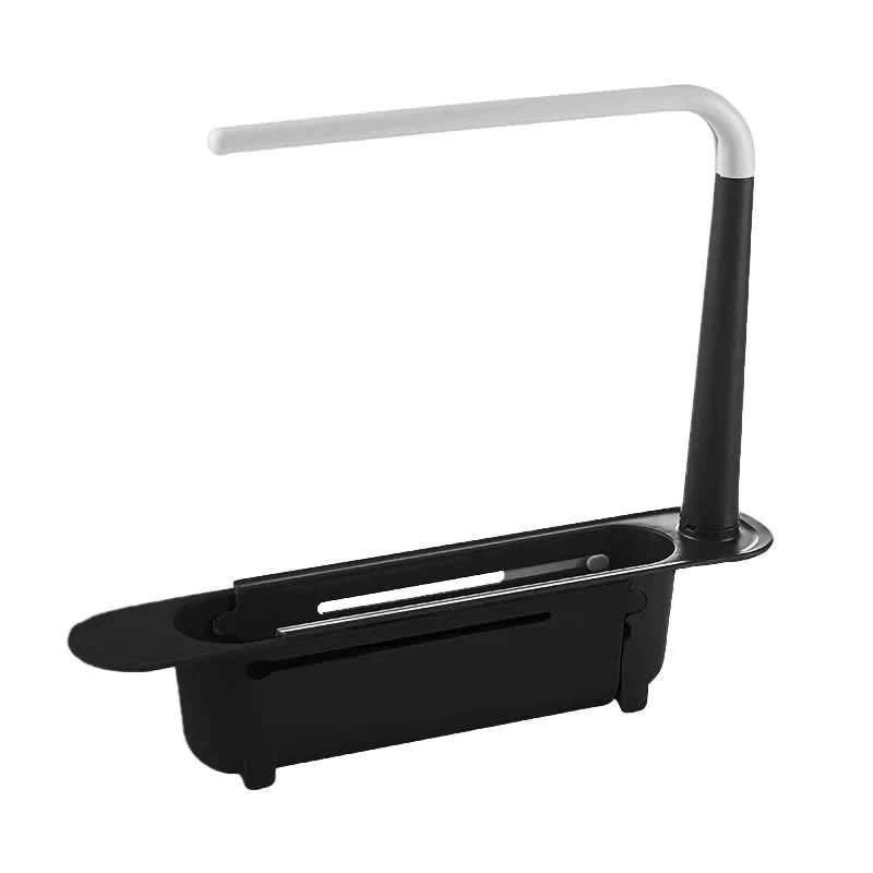 Adjustable Sink Organiser Caddy | Expandable Sliding Base & Integrated Towel Rack | Keeps Sponges Dry, Sink Spotless