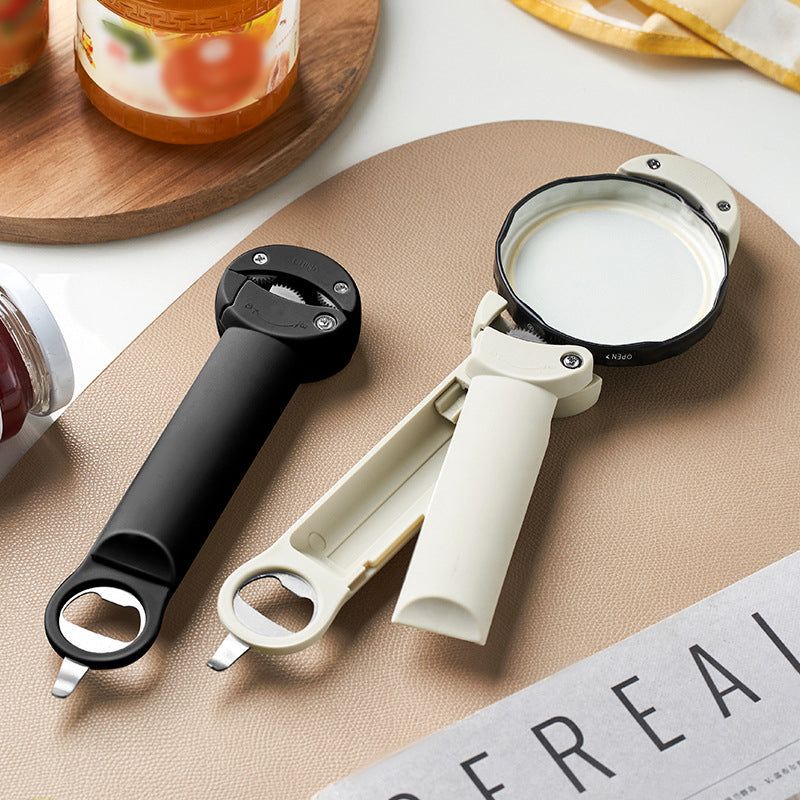 Adjustable Stainless Steel Jar and Bottle Opener | Fits Lids 2.5 to 9.5 cm | Serrated Grip Prevents Hand Strain