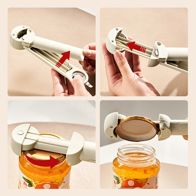 Adjustable Stainless Steel Jar and Bottle Opener | Fits Lids 2.5 to 9.5 cm | Serrated Grip Prevents Hand Strain