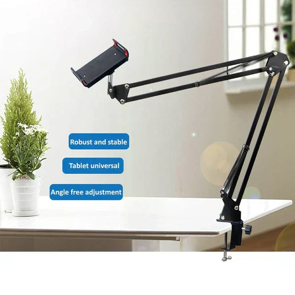 Adjustable Tablet Stand Aluminium Alloy | 360° Rotating Arm & Dual-Purpose Base | Bed and Desk Tablet Phone Holder