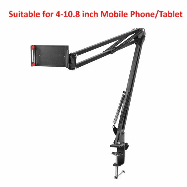 Adjustable Tablet Stand Aluminium Alloy | 360° Rotating Arm & Dual-Purpose Base | Bed and Desk Tablet Phone Holder